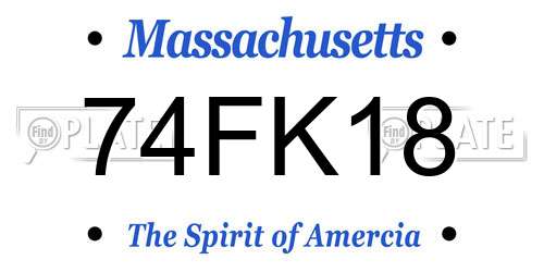 74FK18 Massachusetts License Plate
