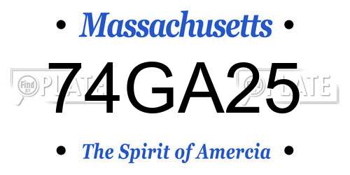 74GA25 Massachusetts License Plate