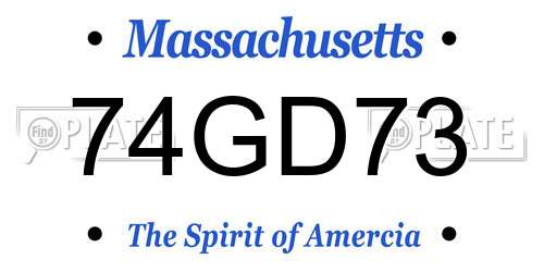 74GD73 Massachusetts License Plate