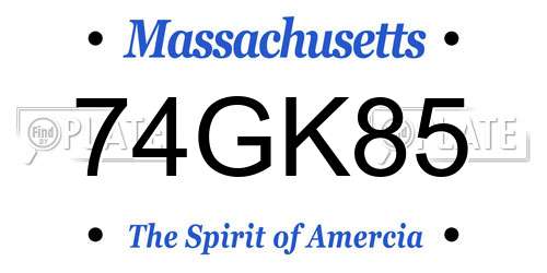 74GK85 Massachusetts License Plate
