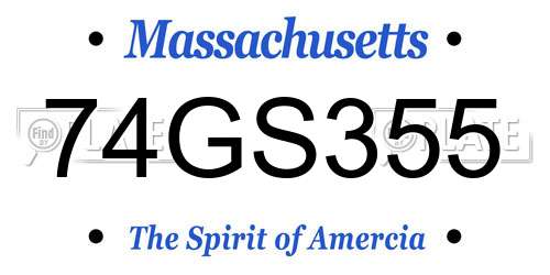 74GS355 Massachusetts License Plate