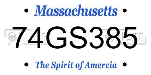 74GS385 Massachusetts License Plate