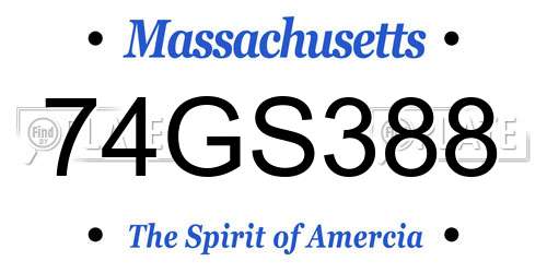 74GS388 Massachusetts License Plate