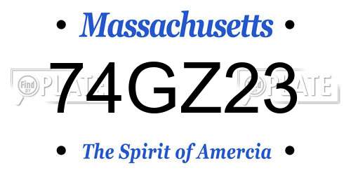 74GZ23 Massachusetts License Plate