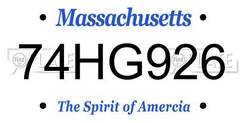 74HG926 Massachusetts License Plate