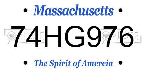 74HG976 Massachusetts License Plate