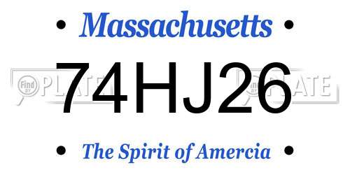 74HJ26 Massachusetts License Plate