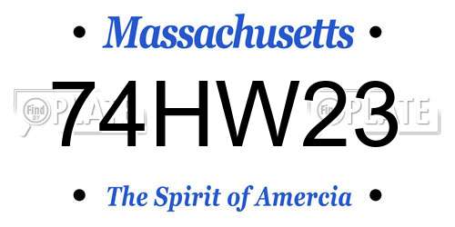 74HW23 Massachusetts License Plate