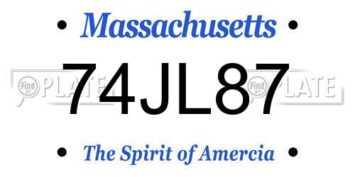 74JL87 Massachusetts License Plate