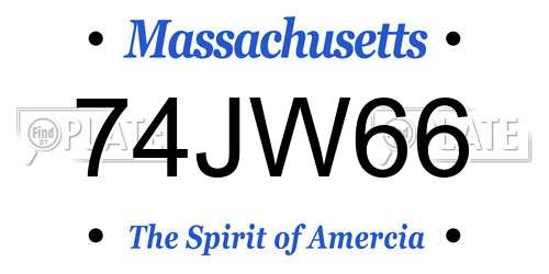 74JW66 Massachusetts License Plate