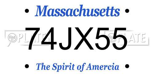 74JX55 Massachusetts License Plate