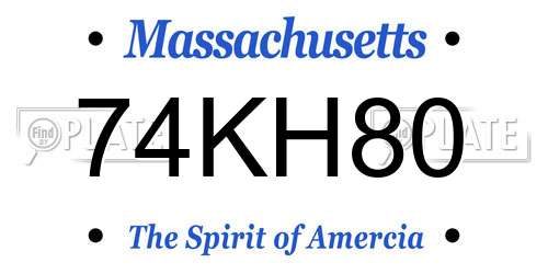 74KH80 Massachusetts License Plate