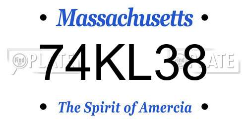 74KL38 Massachusetts License Plate