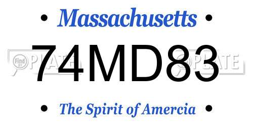 74MD83 Massachusetts License Plate