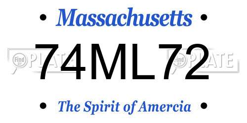 74ML72 Massachusetts License Plate