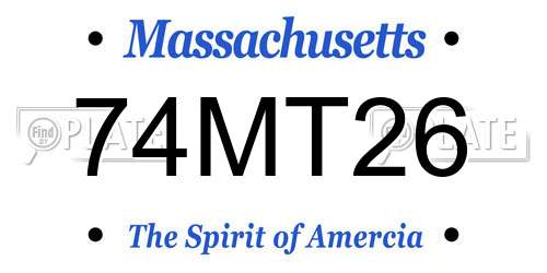 74MT26 Massachusetts License Plate
