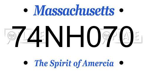 74NH070 Massachusetts License Plate