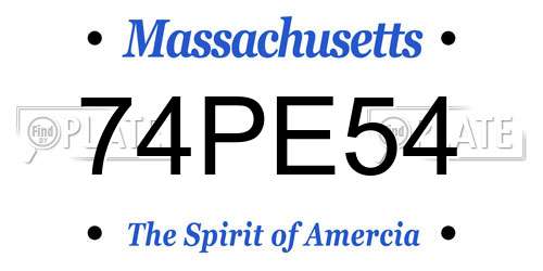 74PE54 Massachusetts License Plate