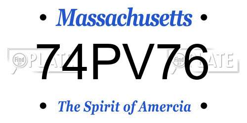 74PV76 Massachusetts License Plate