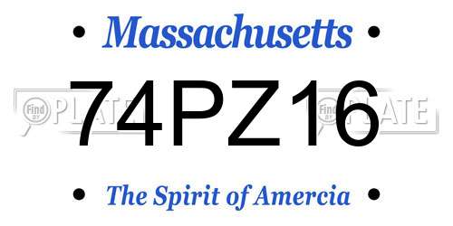 74PZ16 Massachusetts License Plate