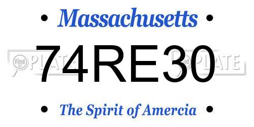 74RE30 Massachusetts License Plate