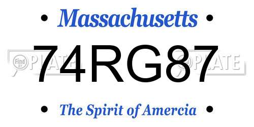 74RG87 Massachusetts License Plate