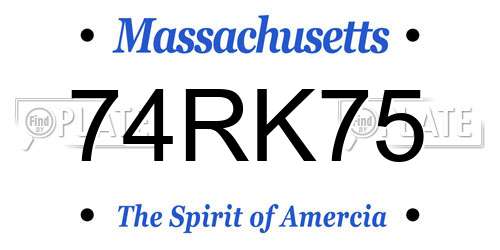 74RK75 Massachusetts License Plate