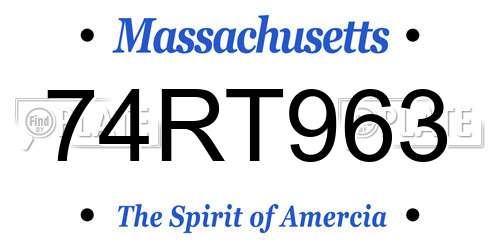 74RT963 Massachusetts License Plate