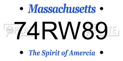 74RW89 Massachusetts License Plate