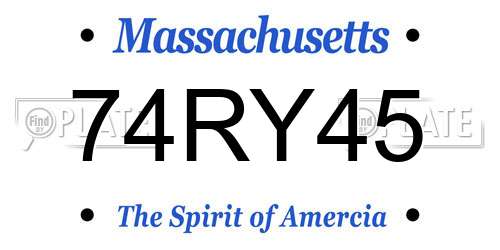 74RY45 Massachusetts License Plate