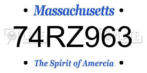 74RZ963 Massachusetts License Plate