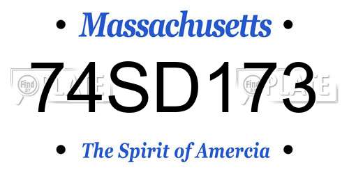74SD173 Massachusetts License Plate