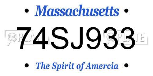 74SJ933 Massachusetts License Plate