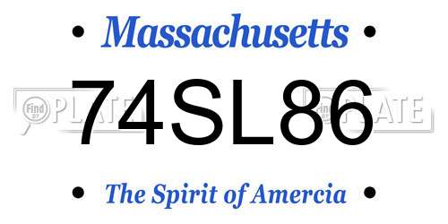 74SL86 Massachusetts License Plate