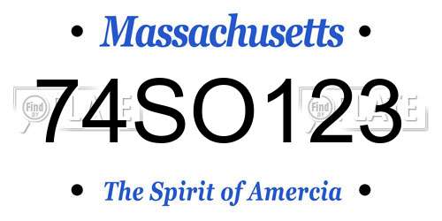 74SO123 Massachusetts License Plate