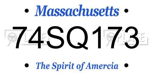 74SQ173 Massachusetts License Plate