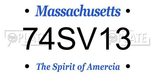 74SV13 Massachusetts License Plate