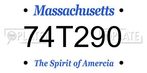 74T290 Massachusetts License Plate