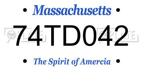 74TD042 Massachusetts License Plate