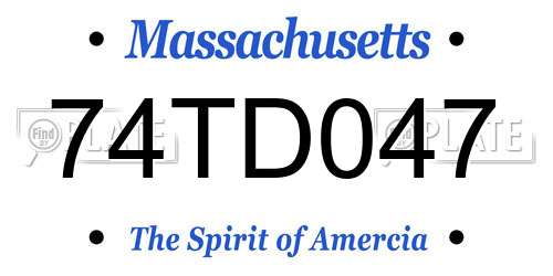 74TD047 Massachusetts License Plate
