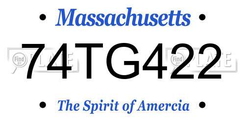 74TG422 Massachusetts License Plate