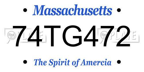 74TG472 Massachusetts License Plate