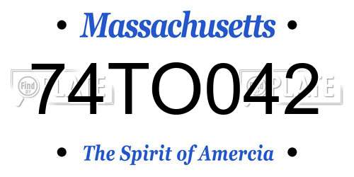 74TO042 Massachusetts License Plate