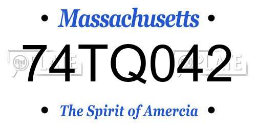 74TQ042 Massachusetts License Plate