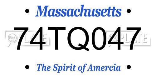 74TQ047 Massachusetts License Plate
