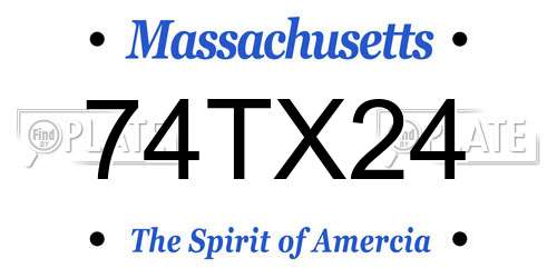 74TX24 Massachusetts License Plate