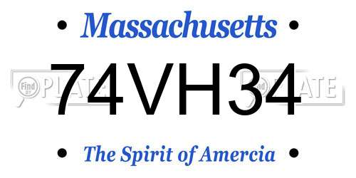 74VH34 Massachusetts License Plate