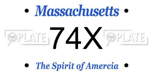 74X Massachusetts License Plate