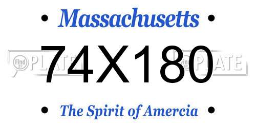 74X180 Massachusetts License Plate