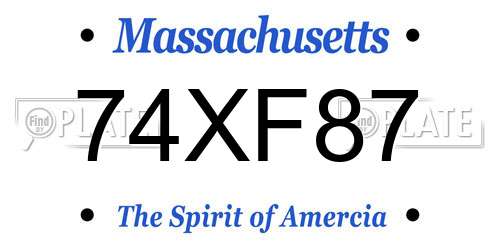74XF87 Massachusetts License Plate
